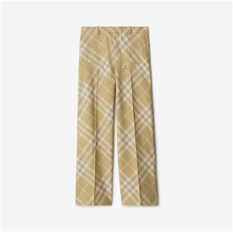 burberry check mens trousers|Check Wool Trousers in Flax .